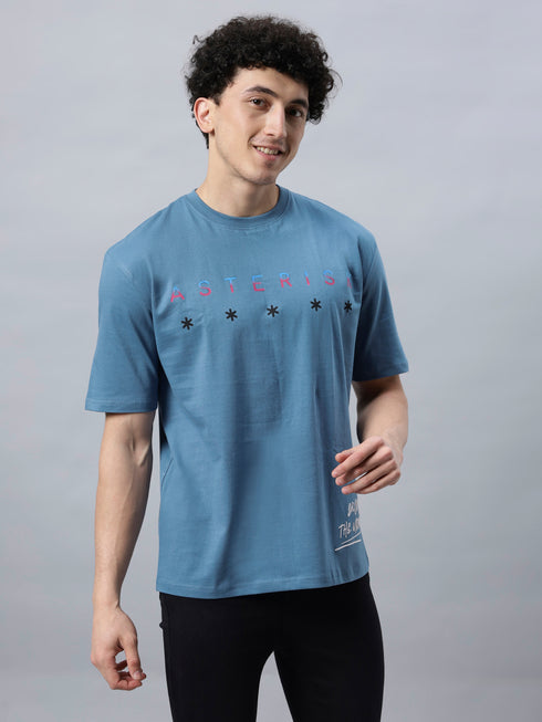 Bold Comfort: Men's Oversize Printed Cotton T-Shirt White